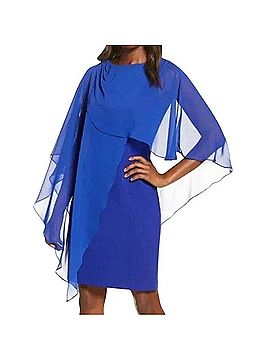 Eliza J Chiffon Cape Draped Sheath Cocktail Dress (view 2)