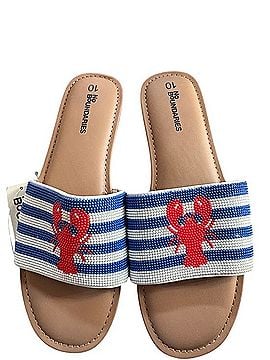 No Boundaries Beaded Striped Slide Sandals With Lobster Motif Sandals (view 1)