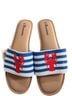No Boundaries Beaded Striped Slide Sandals With Lobster Motif Sandals - photo 1