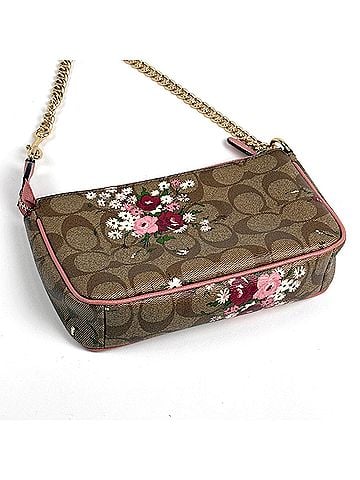 Coach Coach COACH Accessory Pouch Signature Flower Handbag Coated Canvas Brown Pink F30025 Women's (view 2)