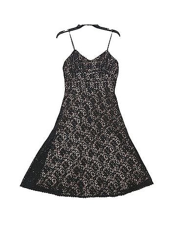 Mica Vintage 90s Black Lace Crochet Light Pink Lining Dress Casual Dress (view 1)