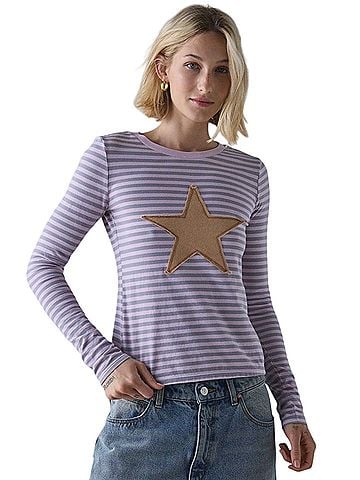 BDG Star Applique Graphic Long Sleeve T-Shirt (view 1)