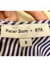 Peter Som Stripes Blue White Short Sleeve Blouse Size S - photo 3