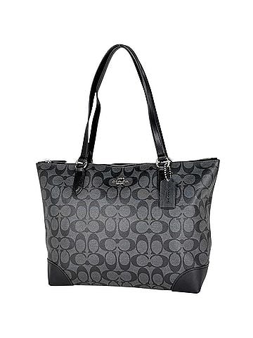 Coach Coach Signature Coated Canvas Tote Bag, Black/Grey, F29208, Women's (view 1)