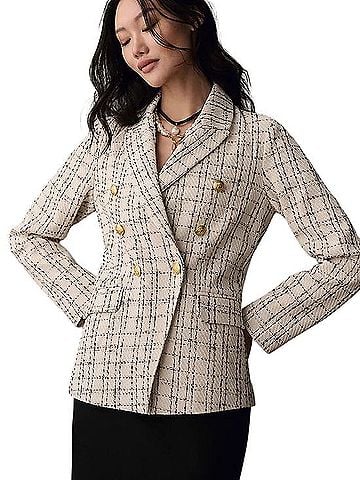 Bishop + Young Parker Double Breasted Windowpane Tweed Blazer Blazer (view 1)