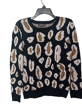 Pol Leopard-Pattern Crewneck Sweater Pullover Sweater (view 1)