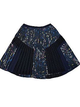 Banana Republic Navy Floral Pleated Skater Skirt Skort (view 1)