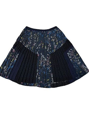 Banana Republic Navy Floral Pleated Skater Skirt Skort (view 1)