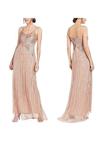 Adrianna Papell Petite Beaded &amp; Sequined Gown Cocktail Dress (view 1)
