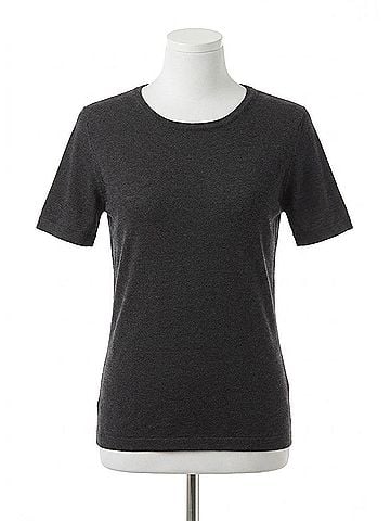Angel Short Sleeve Crew-Neck Shell Top in Charcoal (view 1)