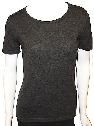 Angel Short Sleeve Crew-Neck Shell Top in Charcoal (view 2)