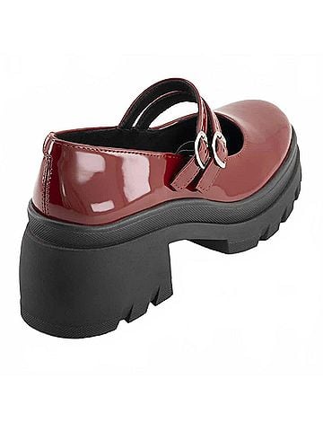Andrea Women's Patent Platform Mary-Jane Shoes in Red (view 2)