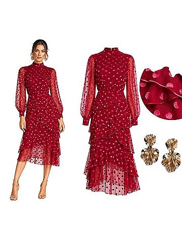 Saloni Isa Ruffle Dress Cocktail Dress (view 1)