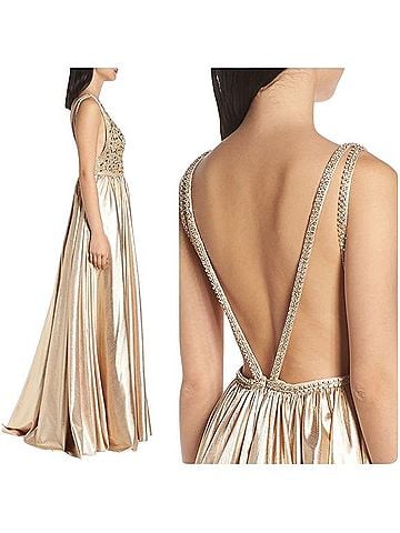 Mac Duggal V-Neck Metallic Sequin Evening Dress Cocktail Dress (view 2)