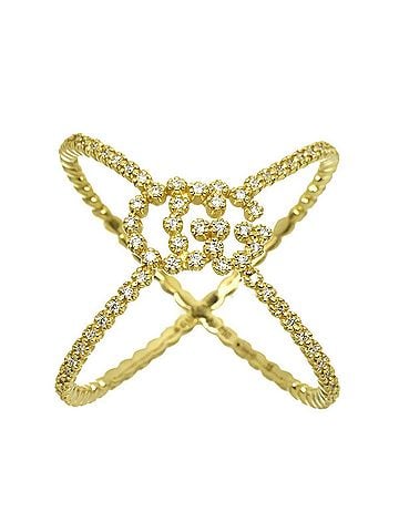 Gucci Gucci GG Running #15 Ring with Diamonds, 18K Yellow Gold (750) (view 2)