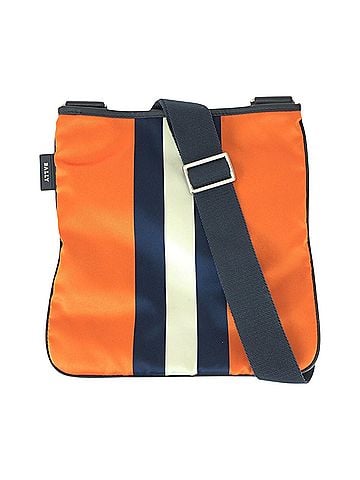 Bally BALLY (Bally) Striped Orange Navy Nylon Shoulder Bag/Pouch for Men with Silver Hardware (view 1)