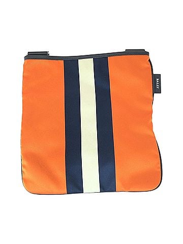 Bally BALLY (Bally) Striped Orange Navy Nylon Shoulder Bag/Pouch for Men with Silver Hardware (view 2)