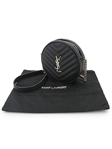 Yves Saint Laurent Yves Saint Laurent Saint Laurent Paris Vinyl Chain Shoulder Handbag Leather Black 610436 Round Camera Bag (view 2)