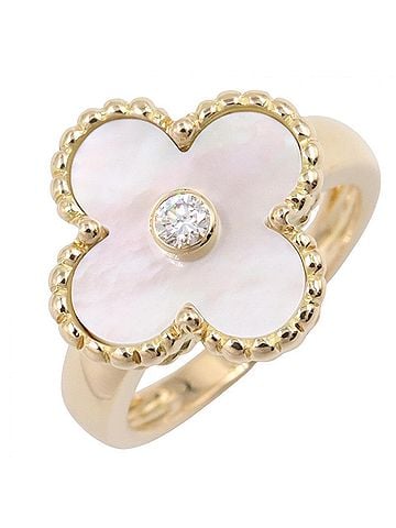 Van Cleef & Arpels Van Cleef &amp; Arpels Vintage Alhambra 1PD Ring - Ring/Finger Jewelry 18K (Yellow Gold) Diamond Mother-of-Pearl Women's Gold Tone Clear White VCARA41100 (view 1)