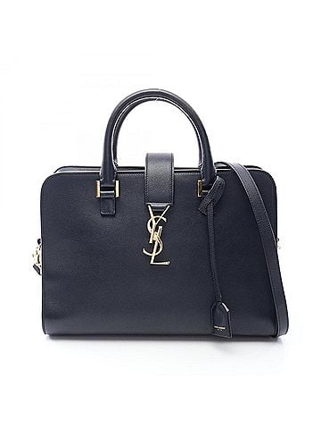 Yves Saint Laurent Yves Saint Laurent Monogram Cabas 2-Way Handbag, Leather, Women's, Navy (view 1)