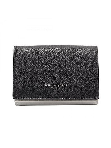 Yves Saint Laurent Yves Saint Laurent Saint Laurent Paris Tiny Wallet Compact Tri-fold Leather Women's Black/White 459784 (view 1)