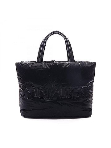 Yves Saint Laurent Yves Saint Laurent Saint Laurent Paris Wide Puffer Tote Bag Handbag, Nylon, Men's, Black, 756269 (view 1)