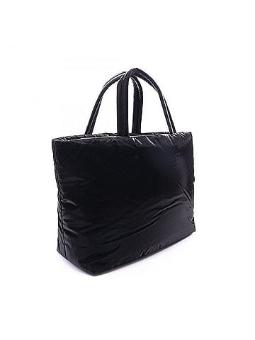 Yves Saint Laurent Yves Saint Laurent Saint Laurent Paris Wide Puffer Tote Bag Handbag, Nylon, Men's, Black, 756269 (view 2)