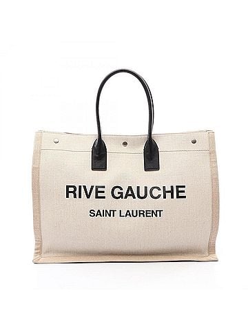 Yves Saint Laurent Yves Saint Laurent Saint Laurent Paris Rive Gauche Noé Tote Bag/Handbag, Coated Canvas and Leather, Men's/Women's, Ivory/Black, 499290 (view 1)