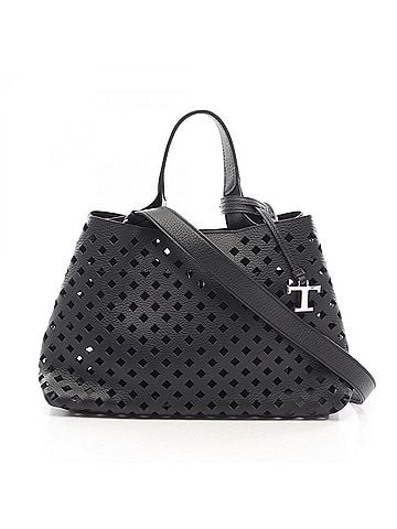 Tod's Tod's T-Timeless Perforated 2-Way Shoulder Bag/Handbag, Leather, Women's, Black (view 1)