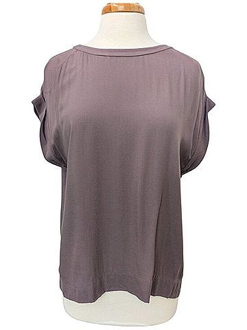 Theory Draped Rayon Top Short Sleeve Blouse (view 1)