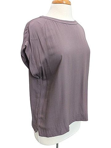Theory Draped Rayon Top Short Sleeve Blouse (view 2)