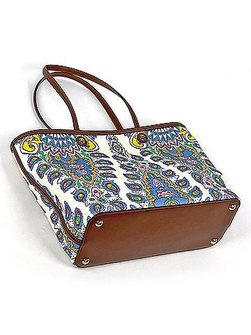 ETRO Etro tote bag, paisley canvas, white and brown, women's. (view 2)