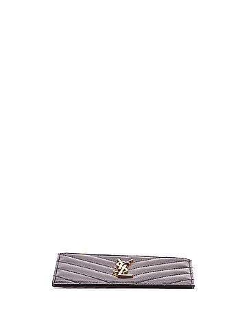 Saint Laurent Monogram Fragments Zip Card Holder Matelasse Chevron Leather (view 2)