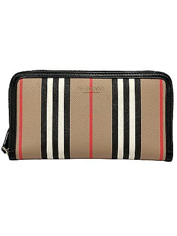 Burberry Burberry wallet for women and men, brand name, long wallet, brown check pattern, round zipper. (view 1)