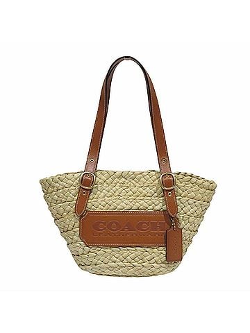 Coach Coach Structured Tote 16 Bag, Straw x Leather, CJ638 (view 1)