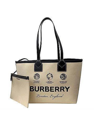 Burberry Burberry tote bag, canvas, beige, women's, BURBERRY (view 1)