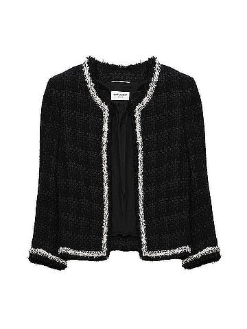 Saint Laurent Wool Crop Tweed Jacket (view 2)