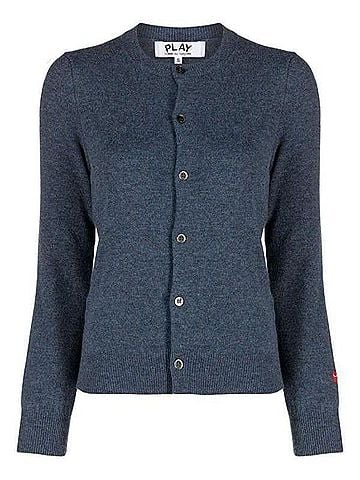 Comme des Garçons Small Red Heart Patch Wool Cardigan (view 1)