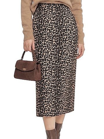 Express Leopard print midi elastic waist band Casual Skirt (view 1)