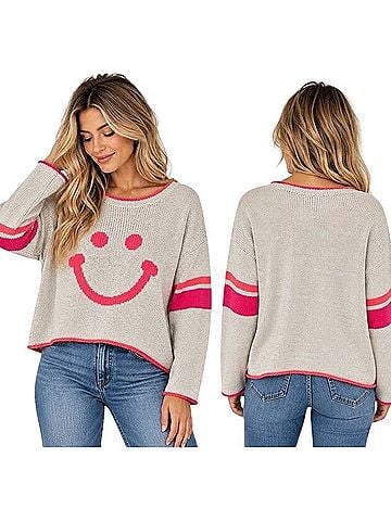 Natural Life Smiley Face Sweater Long Sleeve Blouse (view 2)