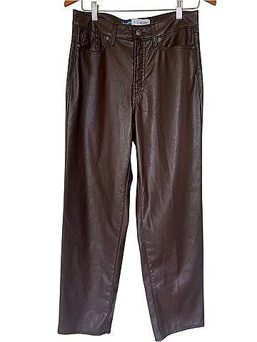 Old Navy Chocolate brown 5 pocket Jean style pant Faux Leather Pants (view 2)