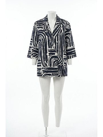 Joseph Ribkoff Abstract Double-Breasted Blazer in Vanilla/Midnight Blue (view 1)