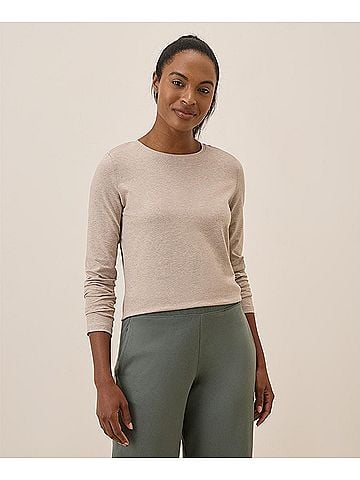 Pact Oat Heather Luxe Stretch Jersey Slim Long Sleeve Tee (view 2)