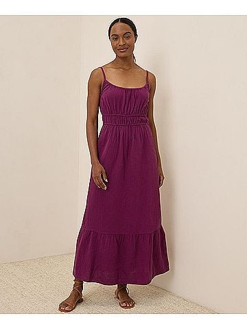 Pact Sangria Coastal Double Gauze Cami Maxi Dress (view 2)