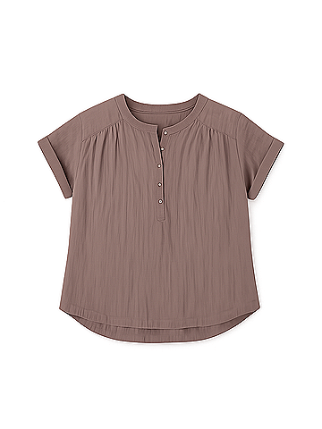 Pact Deep Taupe Coastal Double Gauze Short Sleeve Popover (view 1)