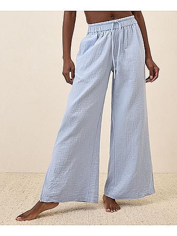 Pact Cornflower Blue Coastal Double Gauze Split Hem Pant (view 2)