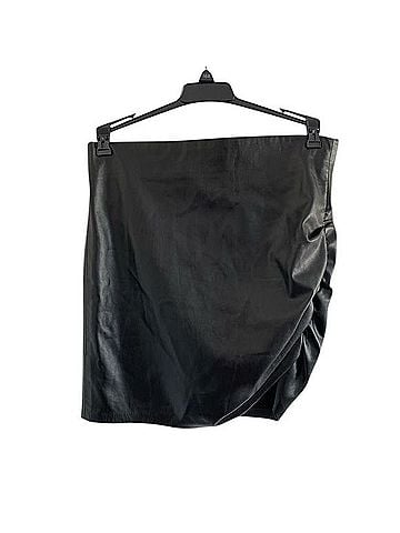 Zara faux leather skirt with ruched side Faux Leather Skirt (view 2)