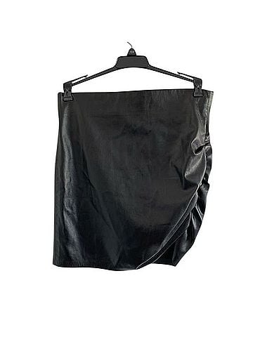 Zara faux leather skirt with ruched side Faux Leather Skirt (view 1)
