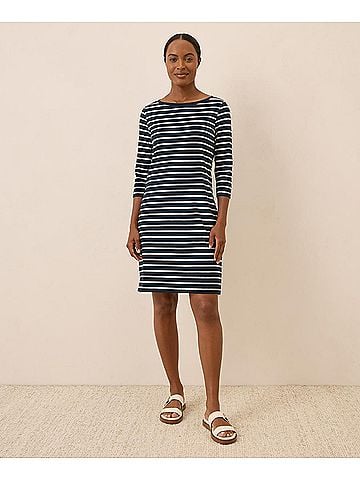 Pact Monterey Stripe Softspun Boat Neck Dress (view 2)