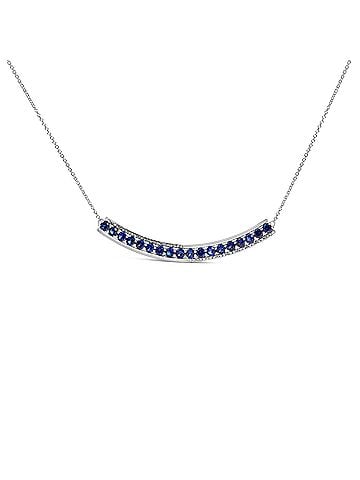 Haus of Brilliance .925 Sterling Silver Diamond Accent and Round Blue Sapphire Gemstone Necklace (view 1)